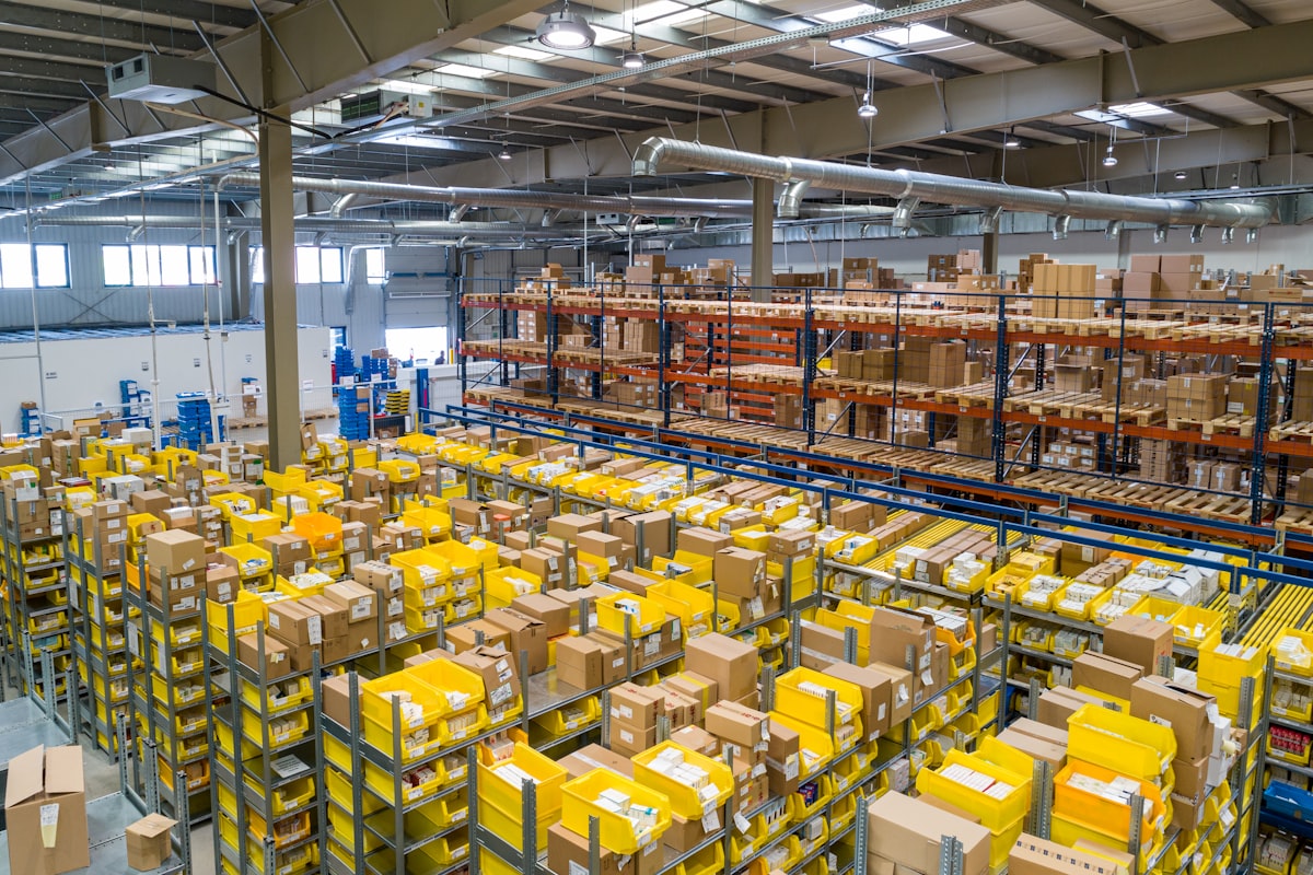 Modern industrial warehouse in a logistics park